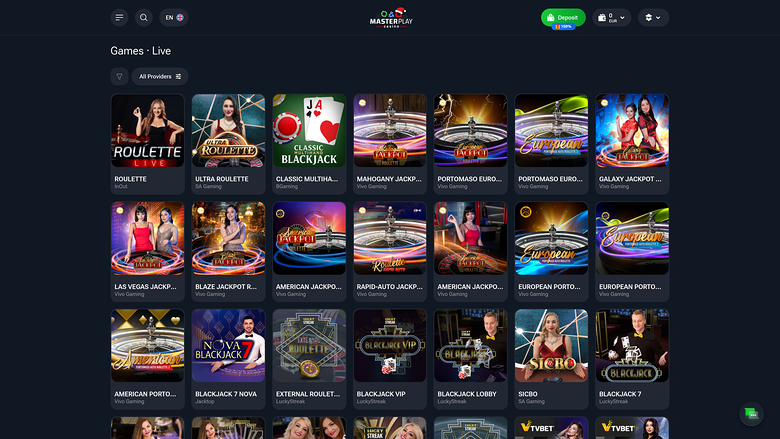 Masterplay Casino — Live dealer lobby