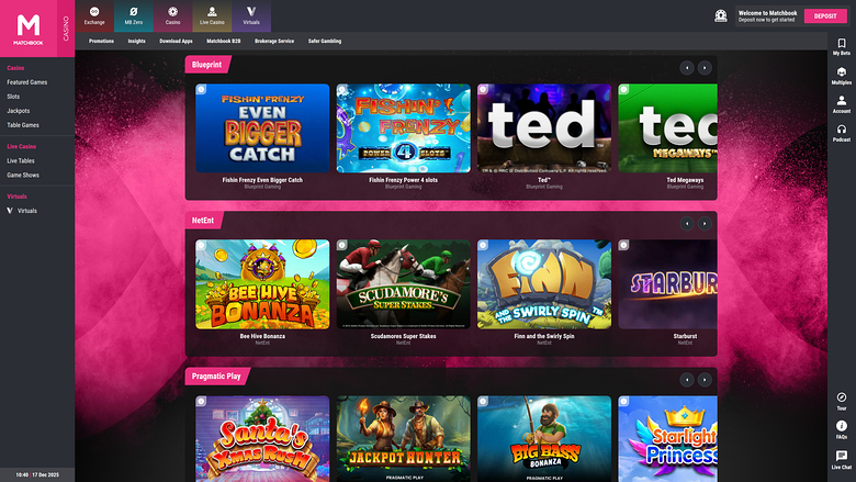 Matchbook Casino — Games by studio