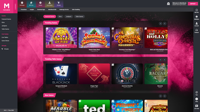 Matchbook Casino — Homepage