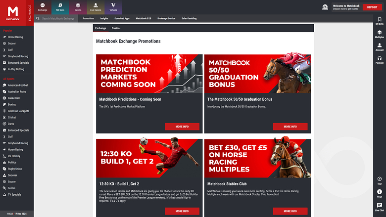 Matchbook Casino — Promotions page