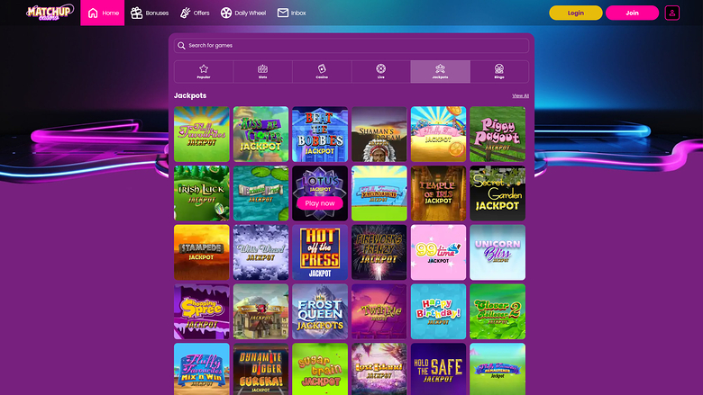 Matchup Casino — Jackpot games