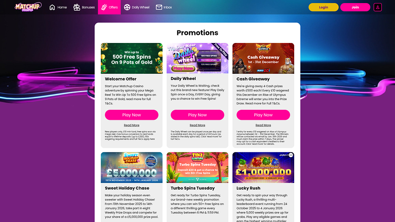 Matchup Casino — Promotions page