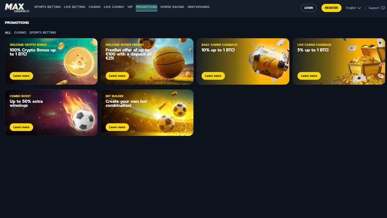 MaxCasino.io — Promotions page