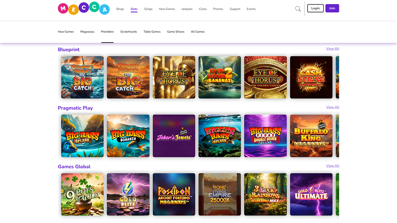 Mecca Bingo Casino — Games by studio