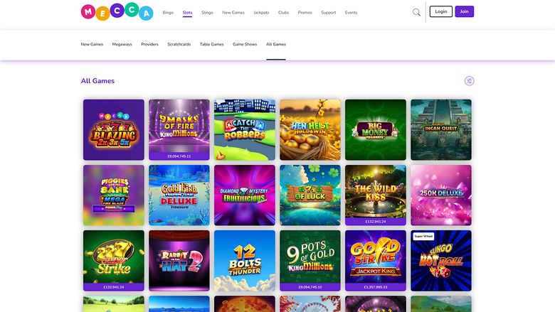 Mecca Bingo Casino — Games lobby