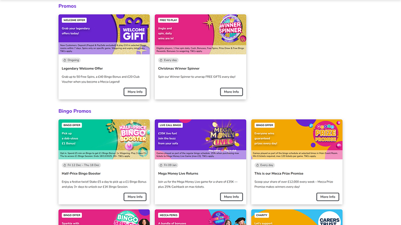 Mecca Bingo Casino — Promotions page