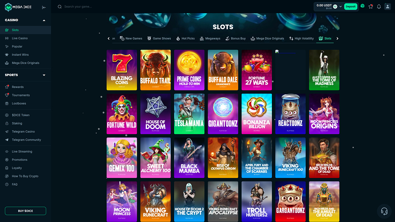 Mega Dice — Games lobby
