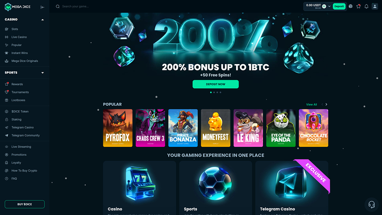 Mega Dice — Homepage
