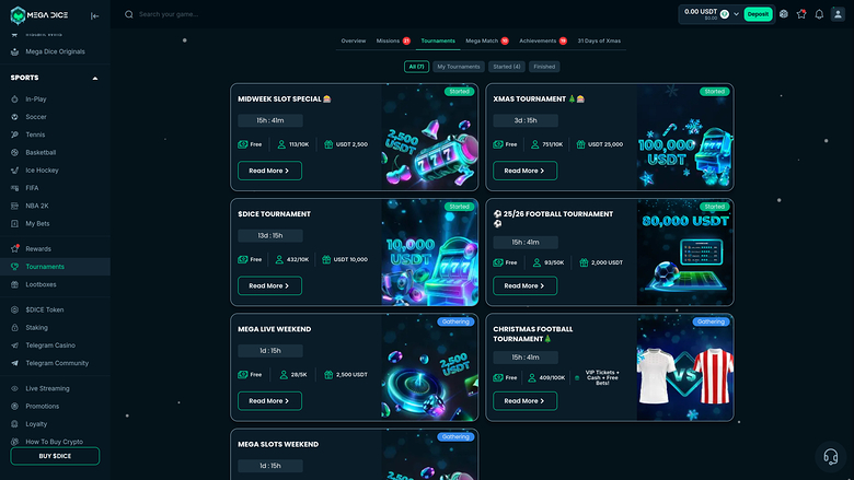 Mega Dice — Tournaments