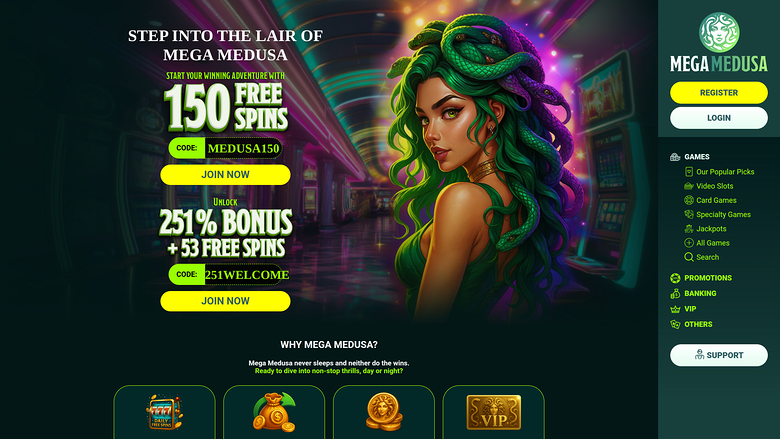 Mega Medusa Casino — Promotions page