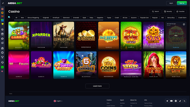 Mega.Bet Casino — Games lobby