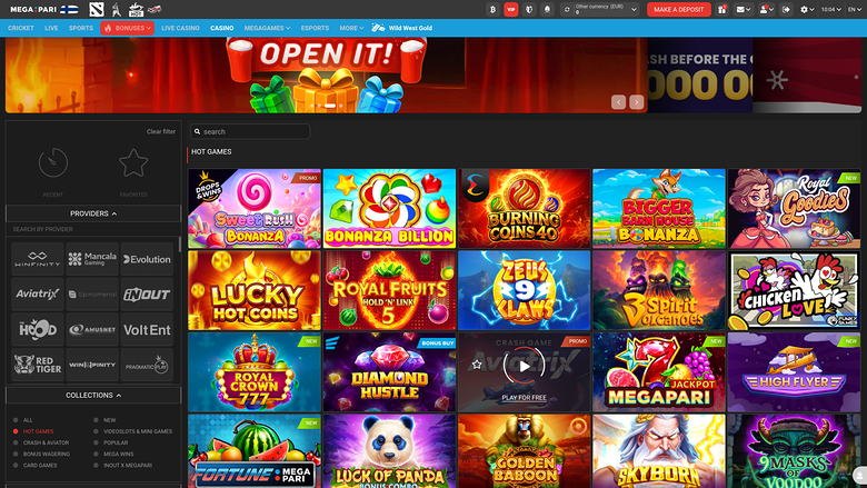 Megapari Casino — Games lobby