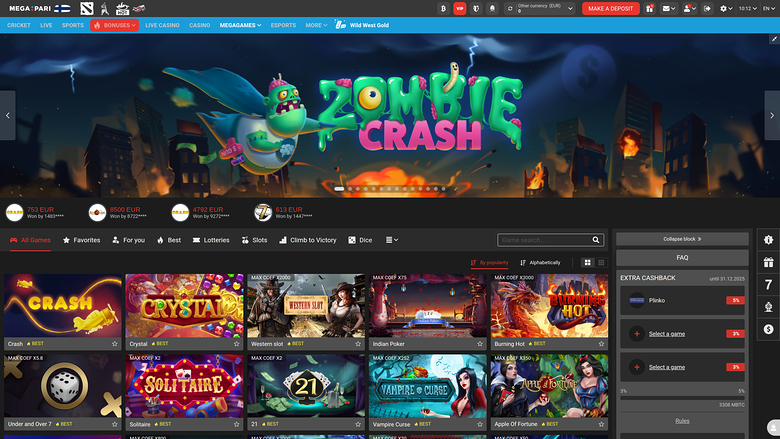 Megapari Casino — Games lobby