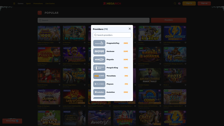 Megarich Casino — Games by studio