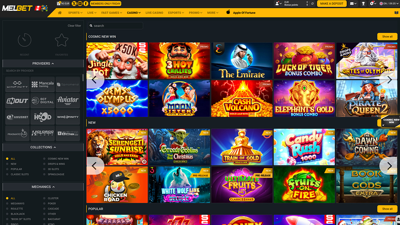 Melbet Casino — Games lobby