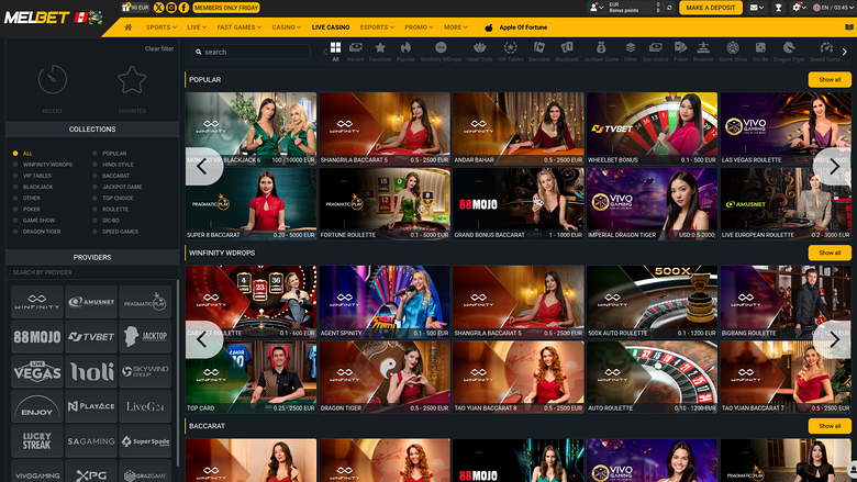 Melbet Casino — Live dealer lobby