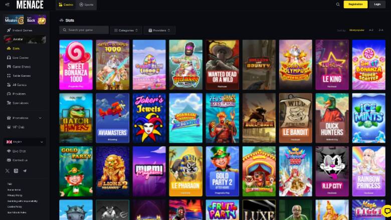 Menace Casino — Games lobby