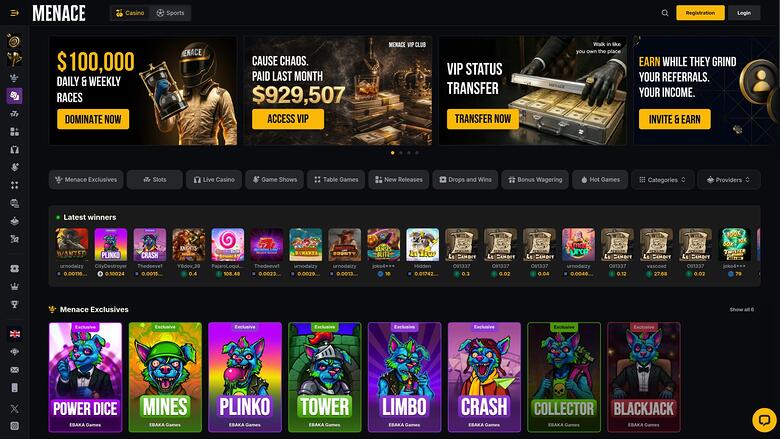 Menace Casino — Homepage