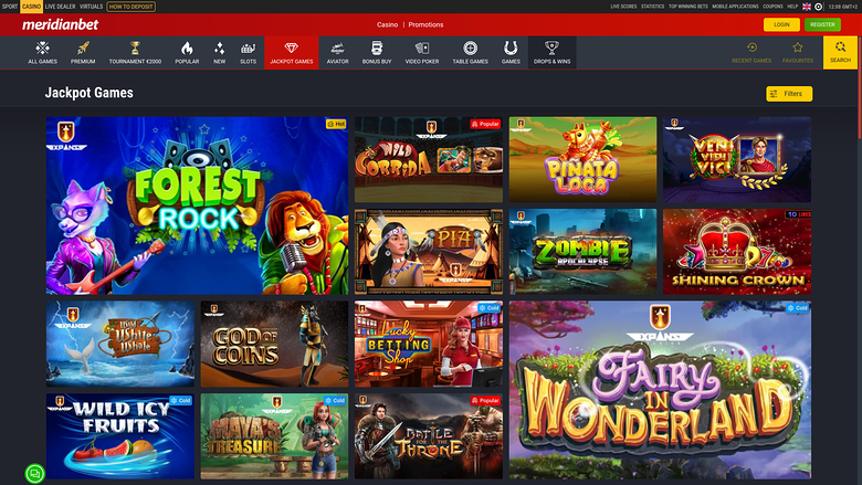 Meridian Bet Casino — Jackpot games