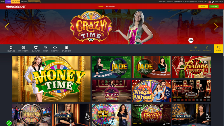 Meridian Bet Casino — Live dealer lobby