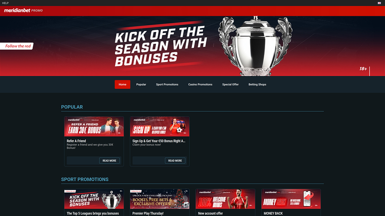 Meridian Bet Casino — Promotions page