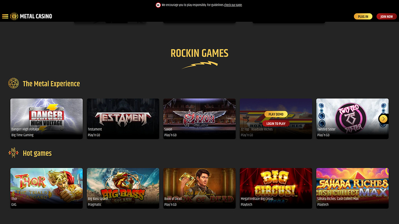 Metal Casino — Games lobby