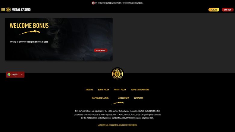 Metal Casino — Promotions page