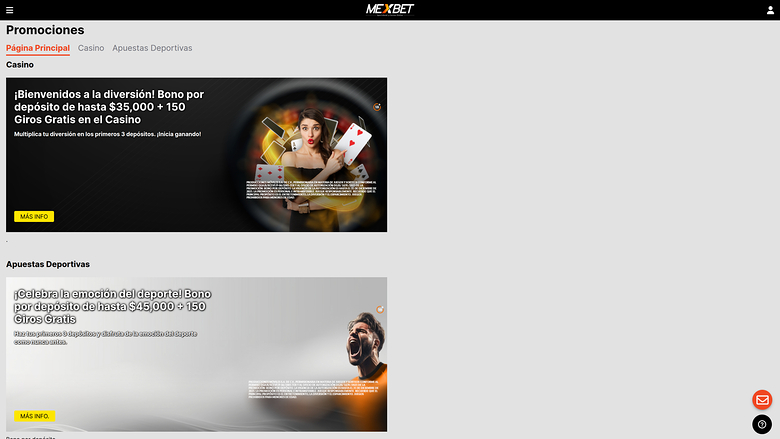 Mexbet — Promotions page