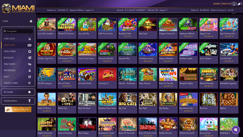Miami Club Casino — Games lobby