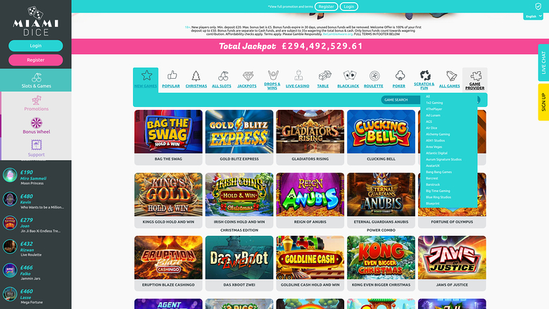 Miami Dice Casino — Games by studio