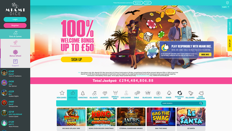 Miami Dice Casino — Homepage