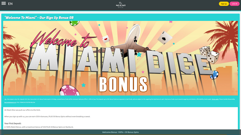 Miami Dice Casino — Promotions page