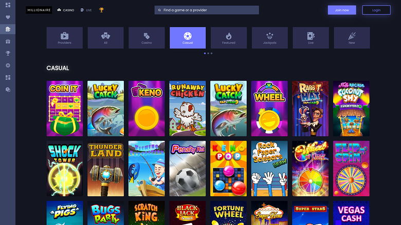 Millionaire Casino — Games lobby