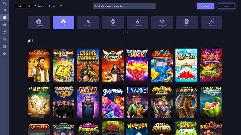 Millionaire Casino — Games lobby