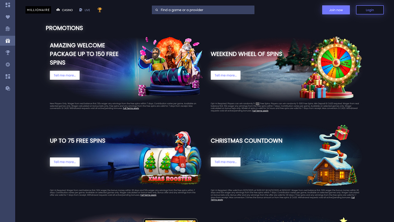 Millionaire Casino — Promotions page
