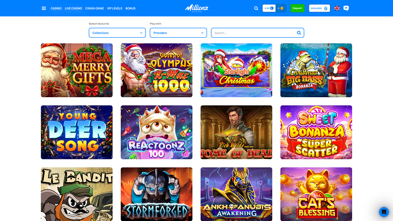 Millionz — Games lobby