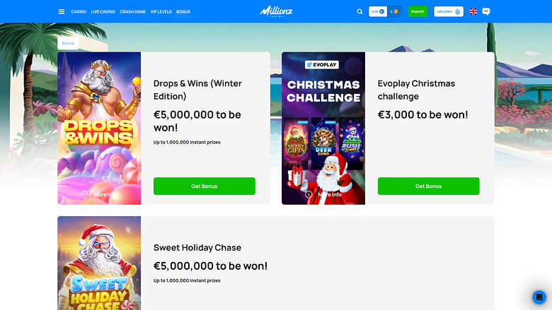 Millionz — Promotions page