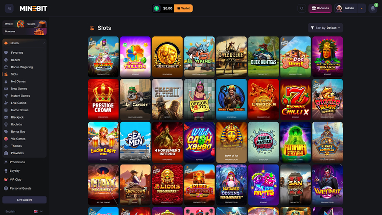 Minebit Casino — Games lobby
