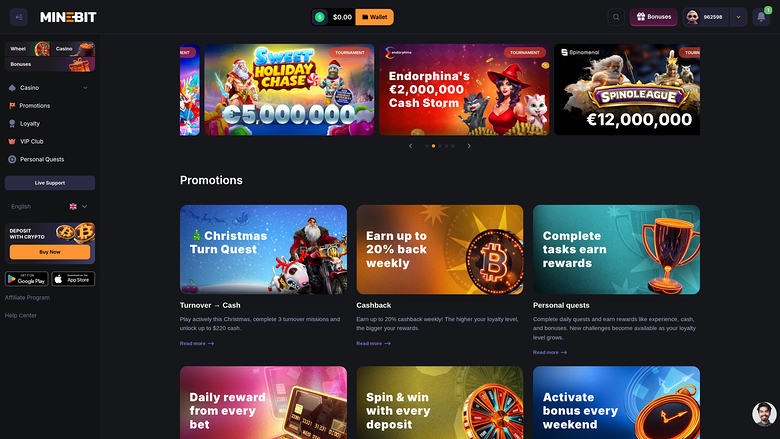 Minebit Casino — Promotions page