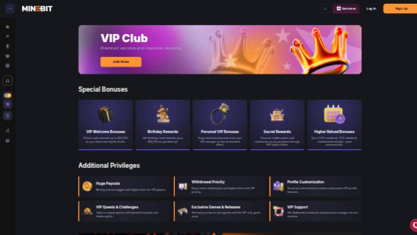 Minebit Casino — VIP section