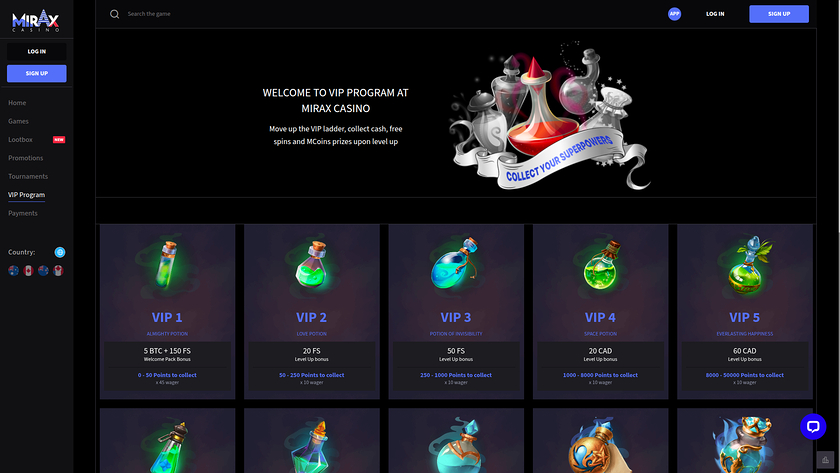 Mirax Casino — VIP section
