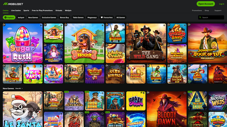 Mobilebet Casino — Games lobby on mobile