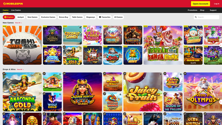 MobileSpin — Games lobby on mobile