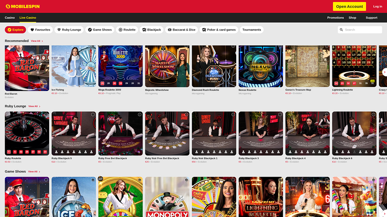 MobileSpin — Live dealer lobby on mobile