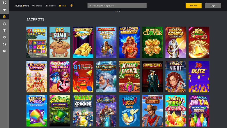 MobileWins Casino — Jackpot games on mobile