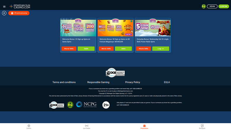 Mohegan Sun Casino — Promotions page