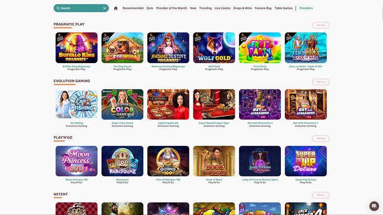 Moi Casino — Games by studio