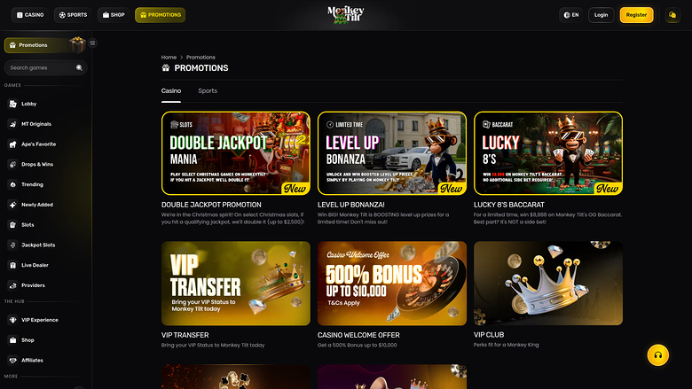 Monkey Tilt Casino — Promotions page