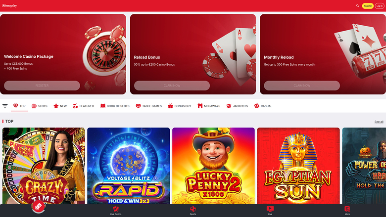 MonoPlay Casino — Games lobby