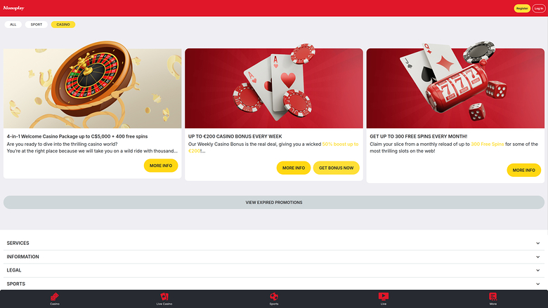 MonoPlay Casino — Promotions page